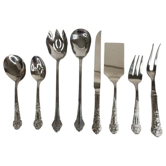8 Piece Reed & Barton Renaissance Stainless 18/10 Glossy Silverware Serving Set - Picture 1 of 10